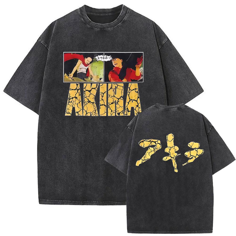 Japanese Science Fiction Cartoon Movie Anime Akira Shotaro Kaneda Retro Washed T-shirt Men's Clothin1931