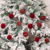 12Pcs/Box Velvet Christmas Hanging Balls DIY Crafts Painted Plastic Christmas Tree Ornament 6CM Christmas Flocked Ball Set