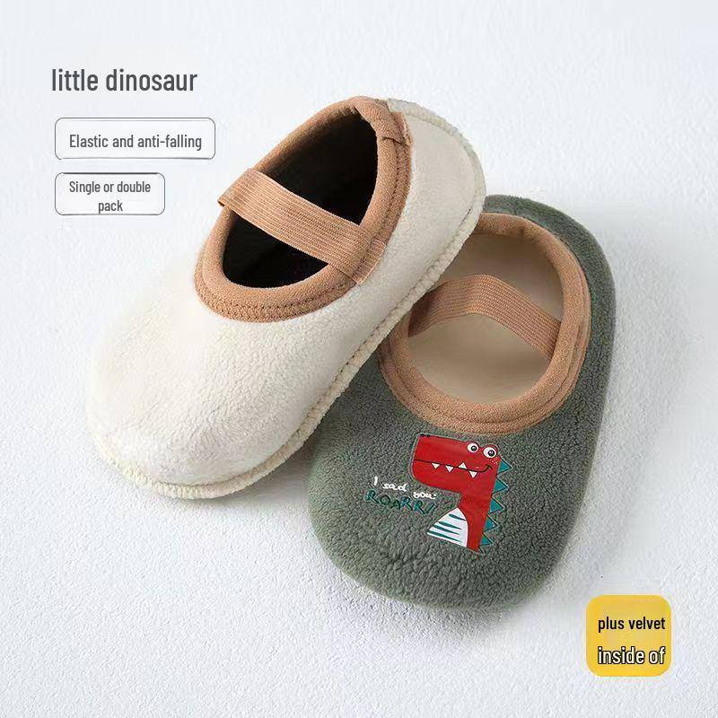 

Детские толстые теплые носки-тапочки для осени/зимы с нескользящей подошвой - уютные домашние носки для малышей/младенцев 2XL (Length 17cm)