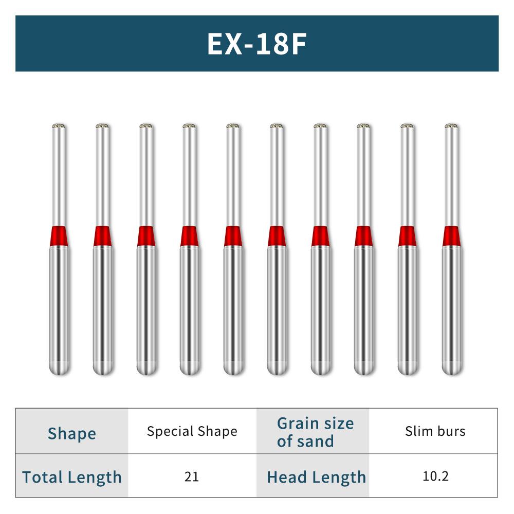 NICEDEN10 pcs/box Dental Diamond Burs FG 1.6mm For High Speed handpiece High Hardness Drill