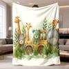 1pc 2026 Latest Flannel Blanket | Animal Collection Pattern, Thermal, Light Beige, Friendly and Soft, Multifunctional Four-Season Gift, Suitable for C