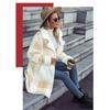 2025 Winter Women's Plaid Print Coat Fashion Lapel Single Breasted Fleece Long Jacket for Europe and America