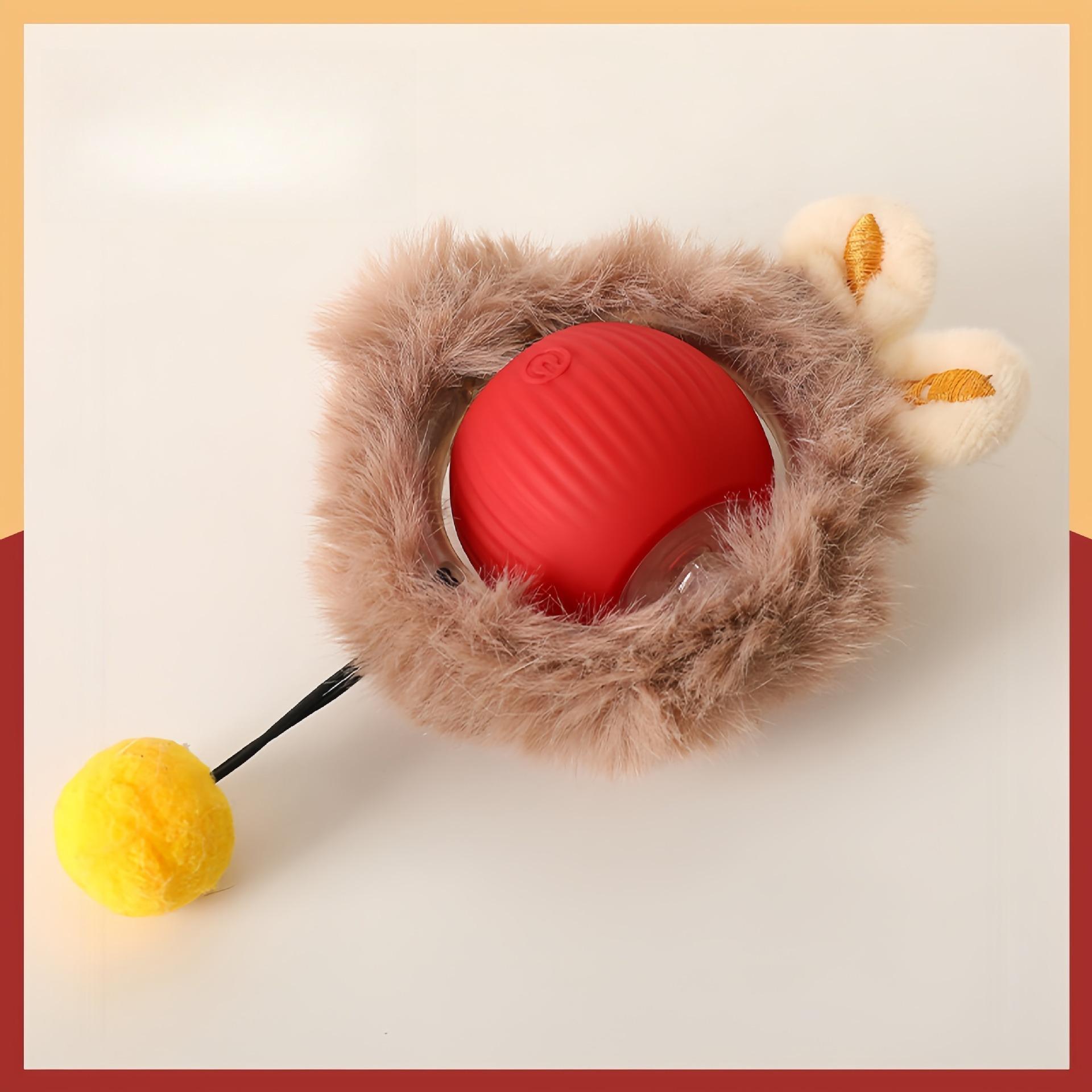 

Cat Toy Intelligent Electric Automatic Rolling Sound Making Toy Ball Home Pet Soothing Supplies USB Rechargeable with Rope