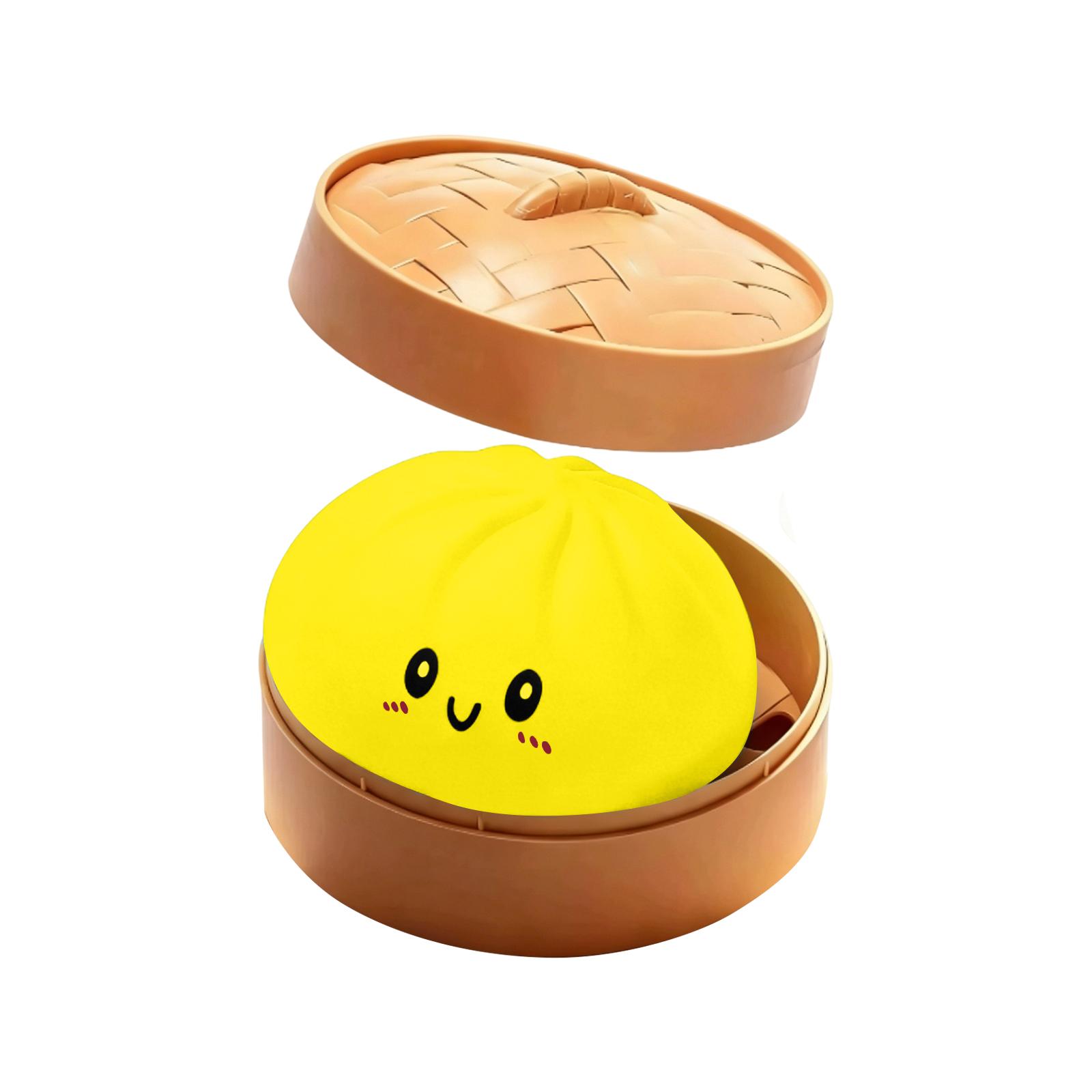 

Squishy Slow Rising Bun Toy with Steamer Lid Stress Relief Squeeze Soft Simulation Baozi Plush Toy Sensory Fidget for Adults and Kids one size жовтий