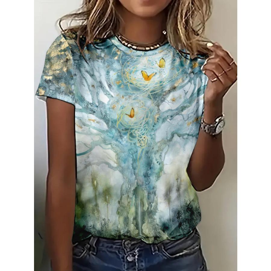 

Женские топы с 3D-принтом, винтажная футболка с короткими рукавами, большой размер, модные футболки с круглым вырезом 6XL