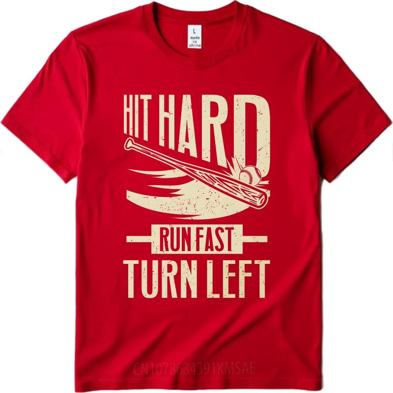 T Shirt Men Casual Round Neck Tee Big Size Summer For Men Tshirt Hit Hard Run Fast Turn Left Short Sleeve Soft Round Neck Tees