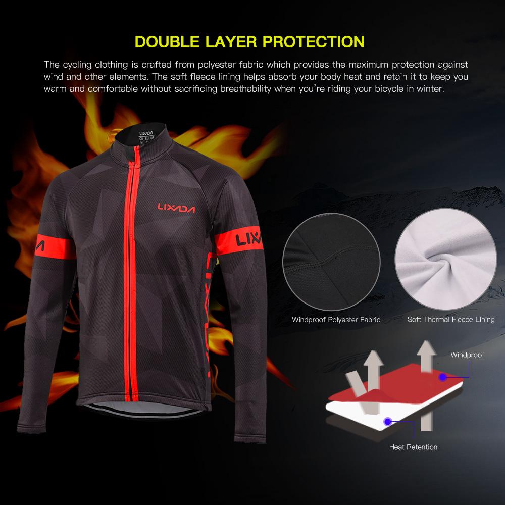 Lixada Men's Winter Thermal Fleece Cycling Clothing Set Long Sleeve