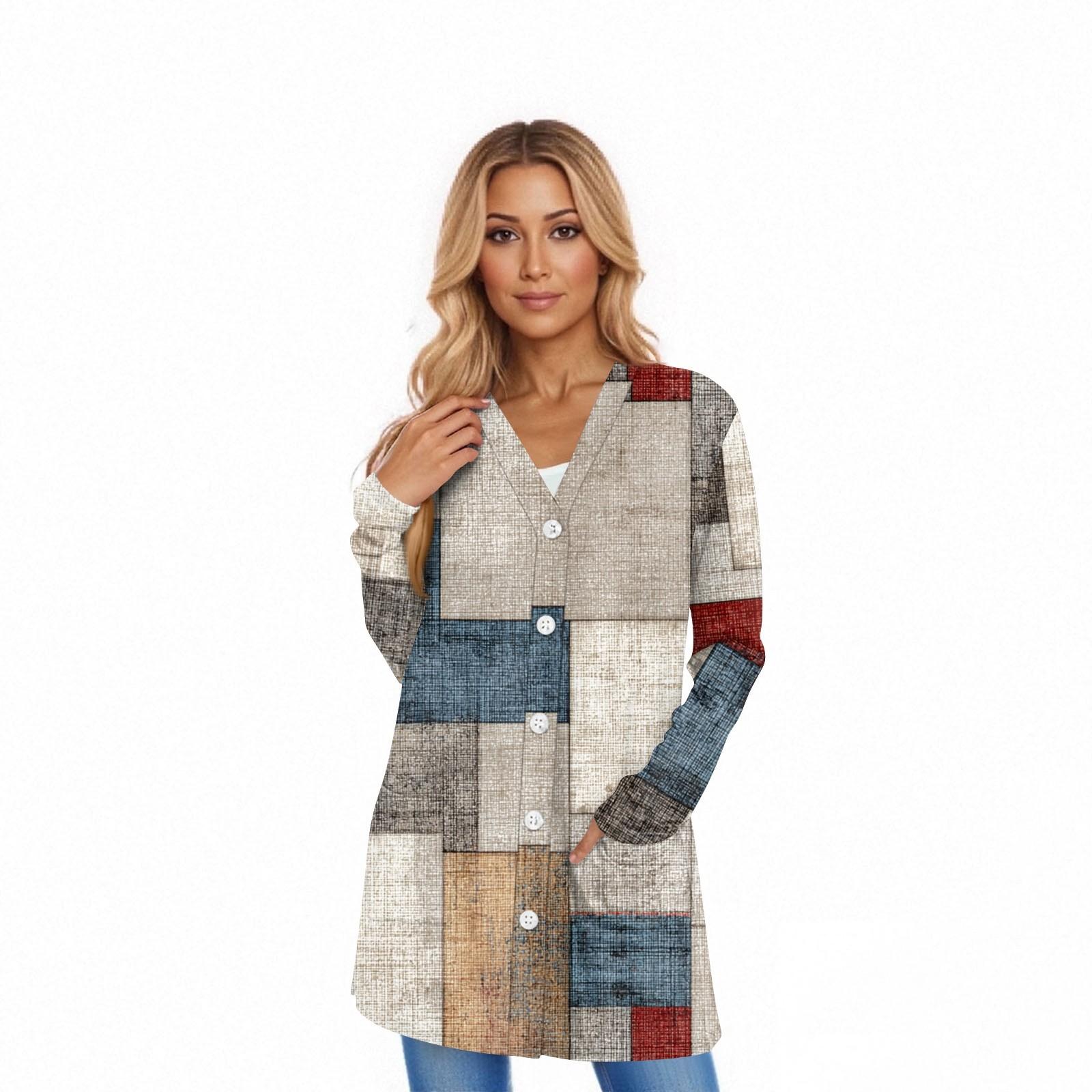 

Женский кардиган с длинным рукавом, повседневная куртка с карманами, топ S бежевый