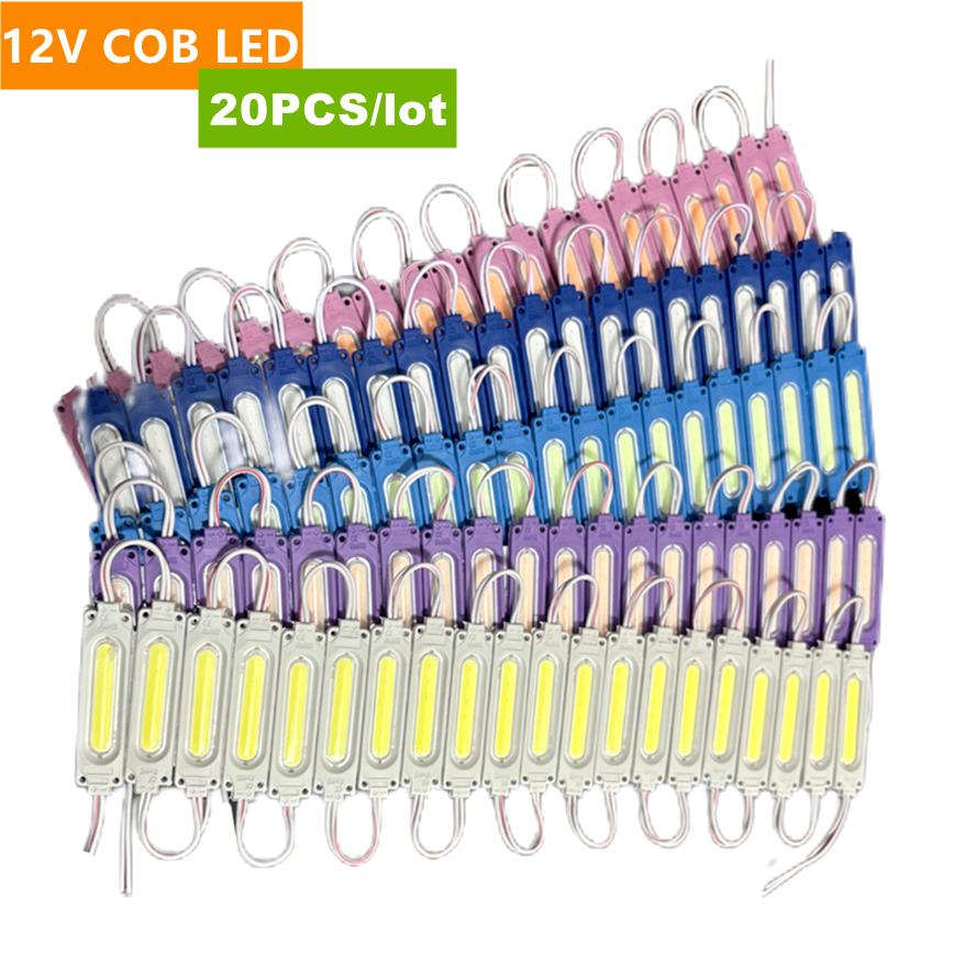 20 Pezzi/lotto 12V Moduli LED Multicolore Luce COB per Retroilluminazione Banner Negozio Impermeabile IP65 Decorazioni Natalizie Bianco Caldo Blu