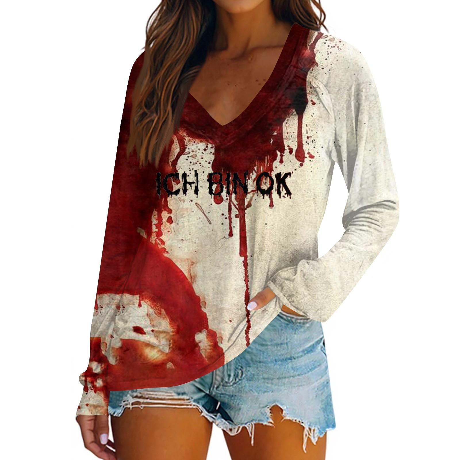 

Women s Casual Fashion Snowflake Printed Vintage Casual Print Long Sleeve V-Neck Pullover Top Blouse M