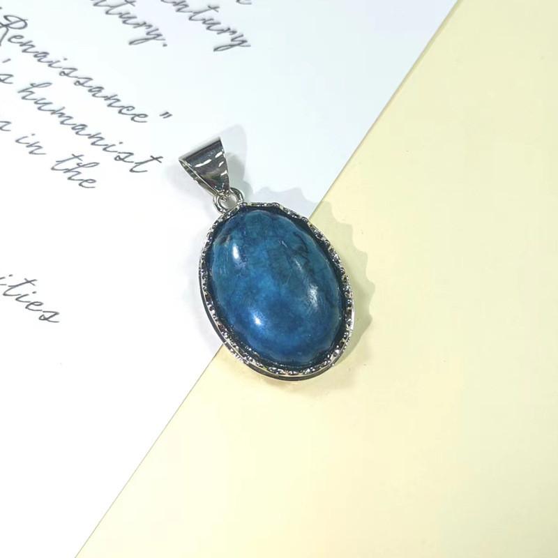 Geometric Shell Pendant With Synthetic Turquoise And Natural Purple Crystal For Fashion Jewelry
