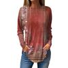 T-Shirts für Damen Herbst Lässig Langarmshirts Sweatshirt Retro Druck Oberteil Pullover Oberteile für Damen Oberteile