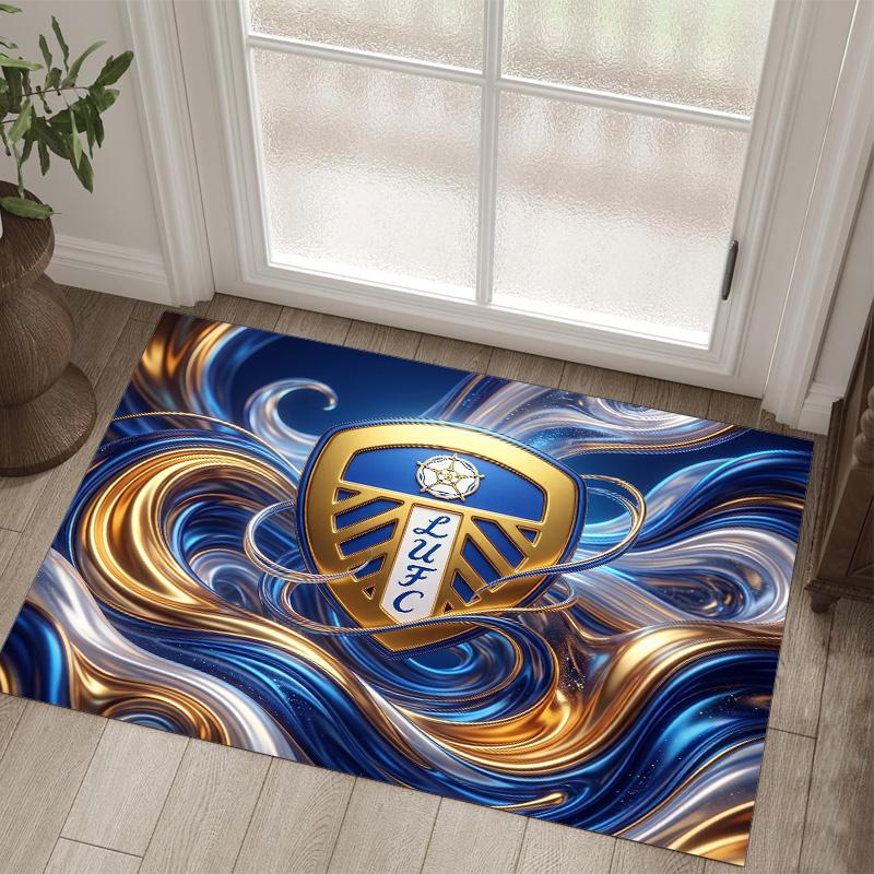 Leeds United Football Design Crystal Velvet Carpet Cozy Non?Slip Printed Rug For Bedroom Living Room Entrance