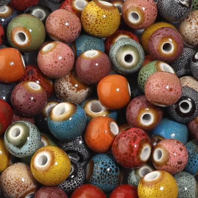 20pcs 10mm Round Ceramic Beads Colorful Spotted Porcelain Loose Spacer Bead For DIY Jewelry Making Necklace Bracelet Accessories