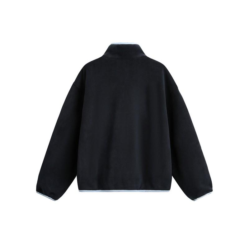 Unisex Fleece Pullover Sweatshirt With Stand Collar Zip Front Winter Warm Casual Outerwear Teens Adults