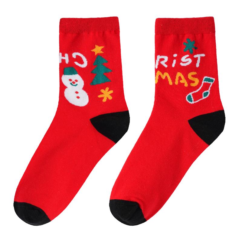 1/3 Paar Damen-Weihnachtssocken mit mittlerer Röhre, Lot glücklicher festlicher Baumwollsocken, Weihnachtsmann, Weihnachtsbaum