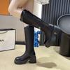 7CM Female Summer Knee-high Mesh High Boots Women ZIP Breathable Mesh Knight Boots Thick Heel Hollow Long Cool Boots Botas Mujer