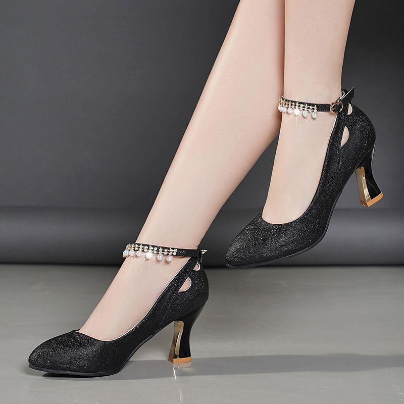Pointed Toe Rhinestones Woman Pumps Spring and Autumn High Heels Pearl Shoe Vintage On Sale Daily 2025 Luxury  Shoes for Women