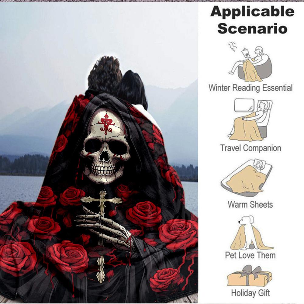 1PC Grim Reaper Print Blanket, Soft Throw Blanket - Warm & Cozy for Couch, Bed, Office, and Travel yy250912177