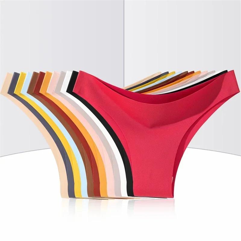 3PCS Women Seamless Brazilian Panties Ultra-thin Maillard Panties Ice Silk Underwear Sexy Panty Low Waist G-string Female Solid