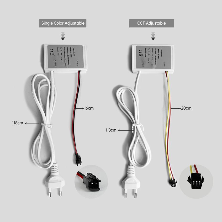 Bathroom Mirror Touch Sensor Switch AC110-220V To DC12V 1A with Infinite Dimming Control for Makeup Mirror Backlight Decoration