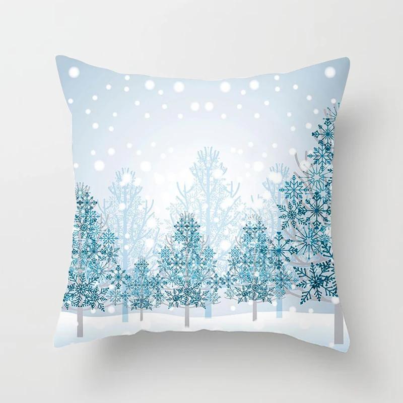 Blauer Schneeflocken Weihnachts-Kissenbezug Heimdeko Ornament Anhänger Geschenk Kissen
