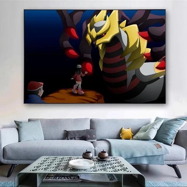 Pokemon Japanese Anime Peripheral Pikachu Charizard Giratina Wall Art Poster Decor Canvas PaintingModern Room Decorate Picture