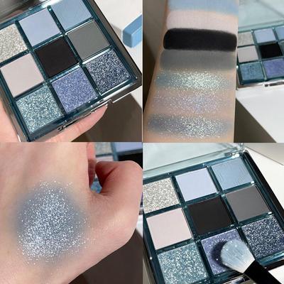 9 kolorów Punk Smokey z matowymi i błyszczącymi cieniami do powiek paleta Shimmer cień do powiek paleta do makijażu fajne stonowane szare czarne oko paleta pigmentów