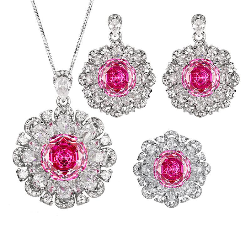 Jewelry Copper Bottom Gold-Plated Simulation Millennium Dragon Fruit Flower Set Main Stone 12-10M