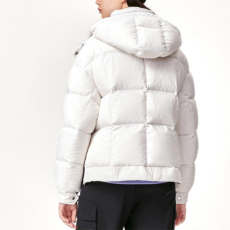 Fila Fleece Hooded Loose Down Jacket Women Outerwear Standard-White F11W149901F-WT