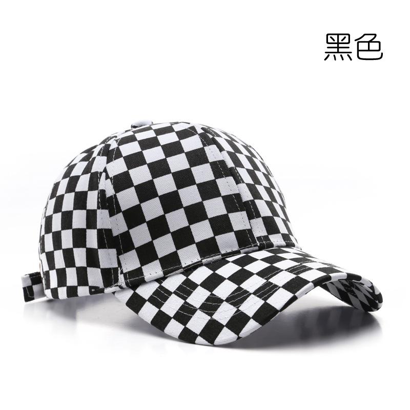 

Осень и зима Корейская версия японской бейсболки Tide с шахматным узором, женская кепка для спорта на открытом воздухе, солнцезащитный козырек, мужская шляпа Tide Adjustable чёрный