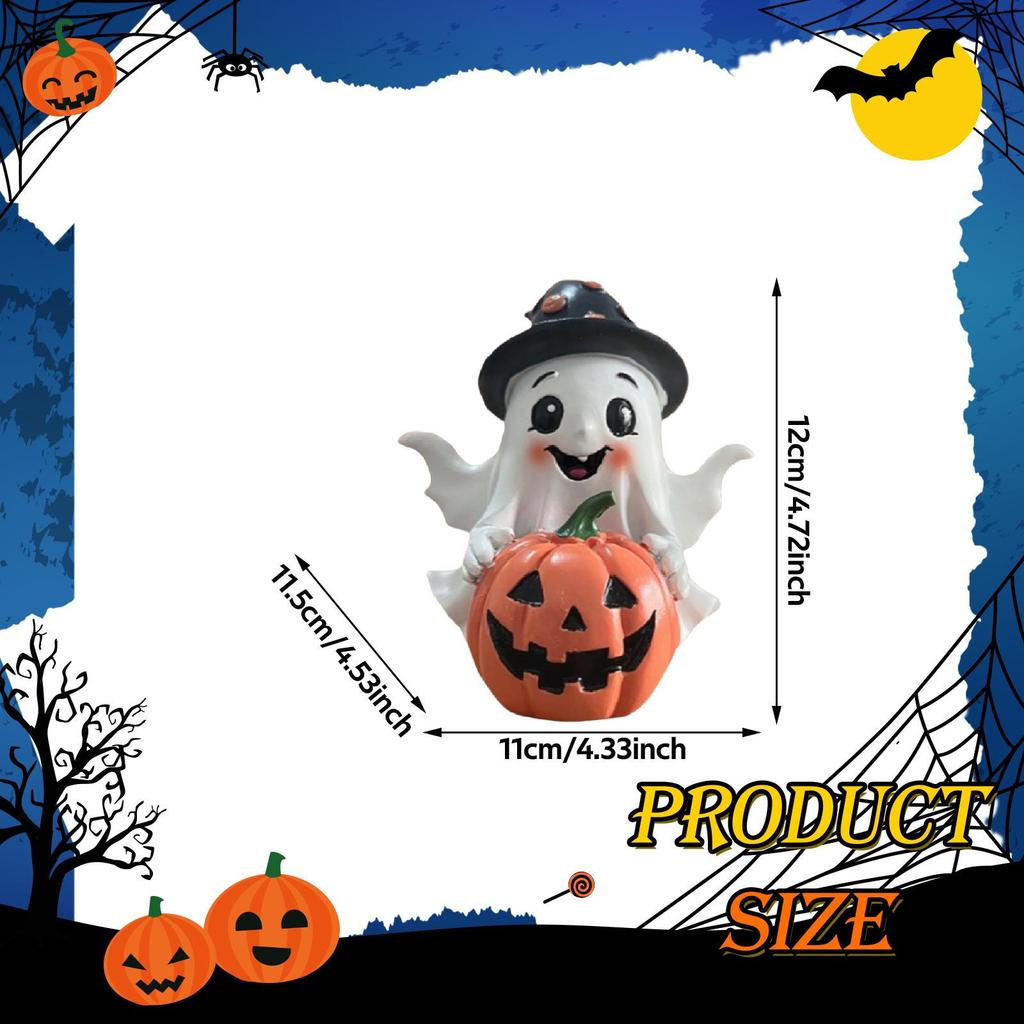 Halloween Pumpkin Statue Figurine Decor Funny Gift Photo Props Desktop Ornament for Home Living Room