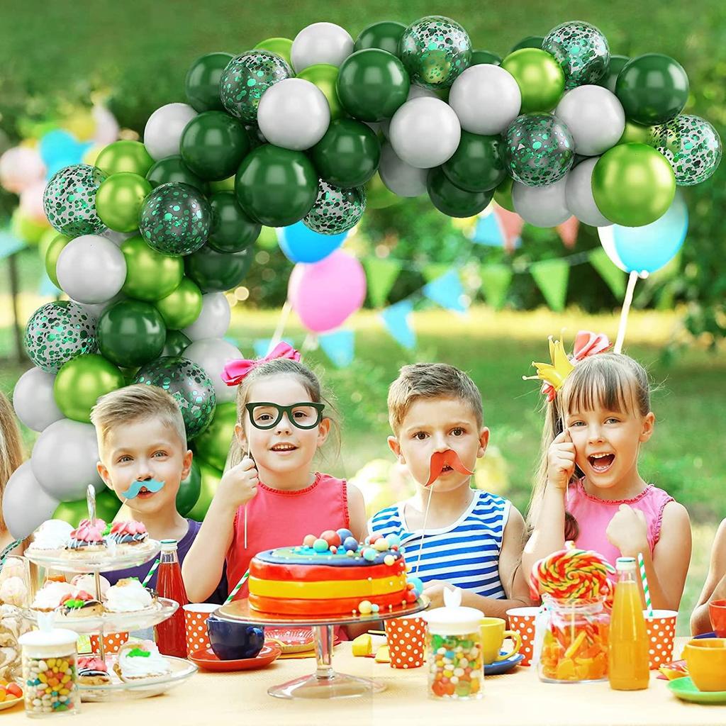 Jungle Theme Dark Green Balloon Garland Set for Kids' Birthday Party or Event Decor
