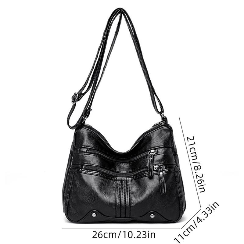 Geantă de umăr pentru femei din piele moale, nouă, cu mai multe straturi, de agrement, versatilă, tip crossbody, geantă pentru doamnă de vârstă mijlocie, geantă pentru mamă, geantă tip poștaș