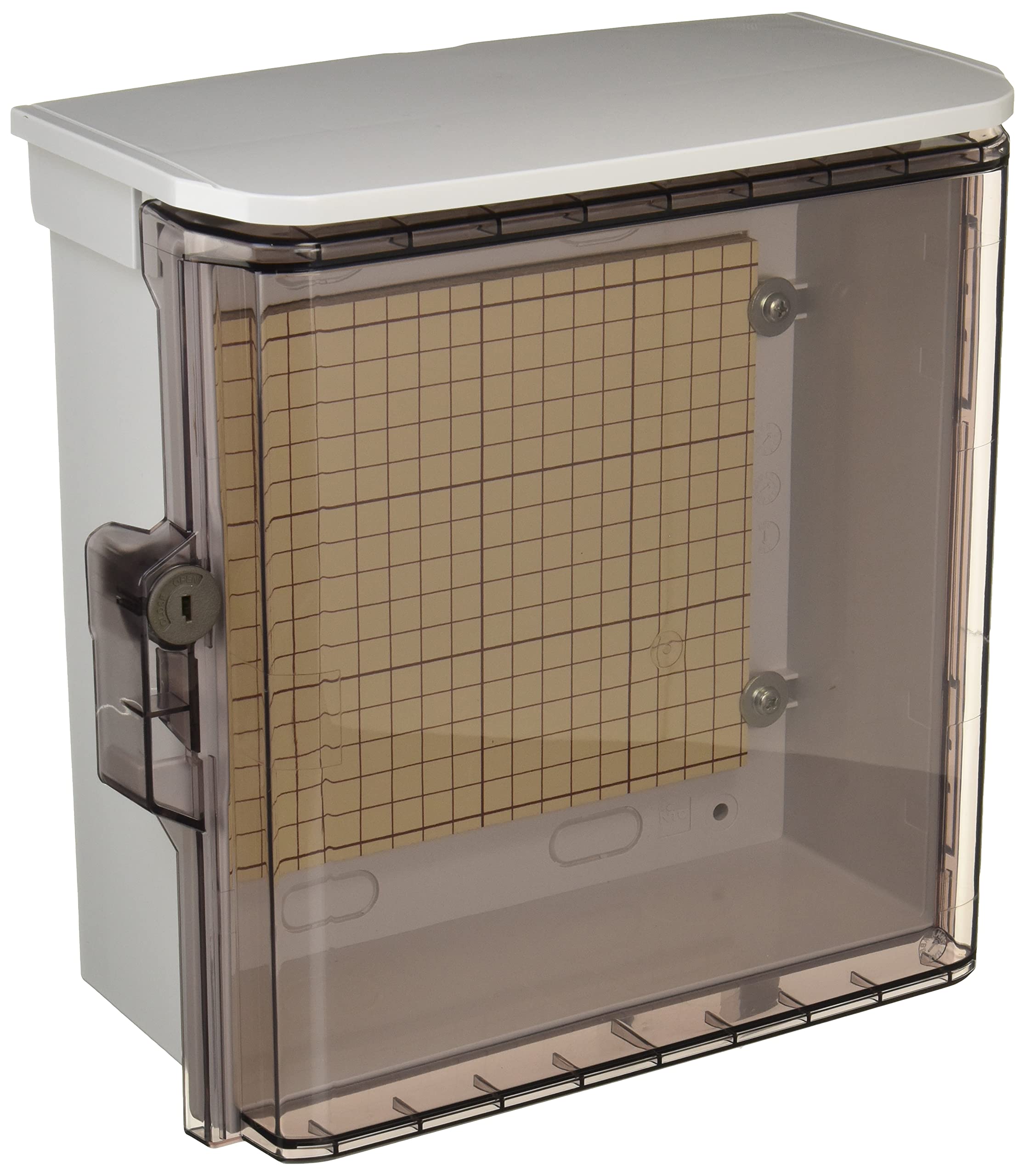 

Nitto Kogyo Weatherproof Plastic Box with Key and Transparent Door (with Roof) OPK12-2525CA