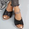 Fashion 2025 Fashionable Sequins Slippers Women Outside Fashion Summer Flat Bottom New Non-slip Internet Celebrity Flip-flops Slippers
