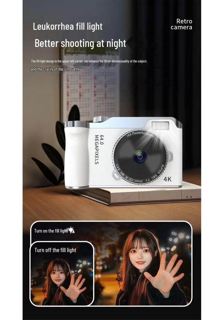Retro 4K HD Digital Camera for Kids - Entry-Level with Telephoto Lens