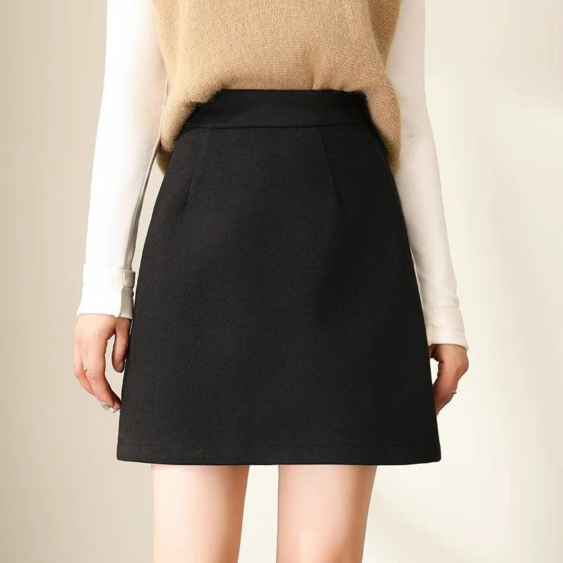

Autumn and Winter Short Skirt Women s Small Trouser Skirt, Hip-covering A-word Skirt, Thin Hip-wrapping Skirt, Skirt Short 2XL