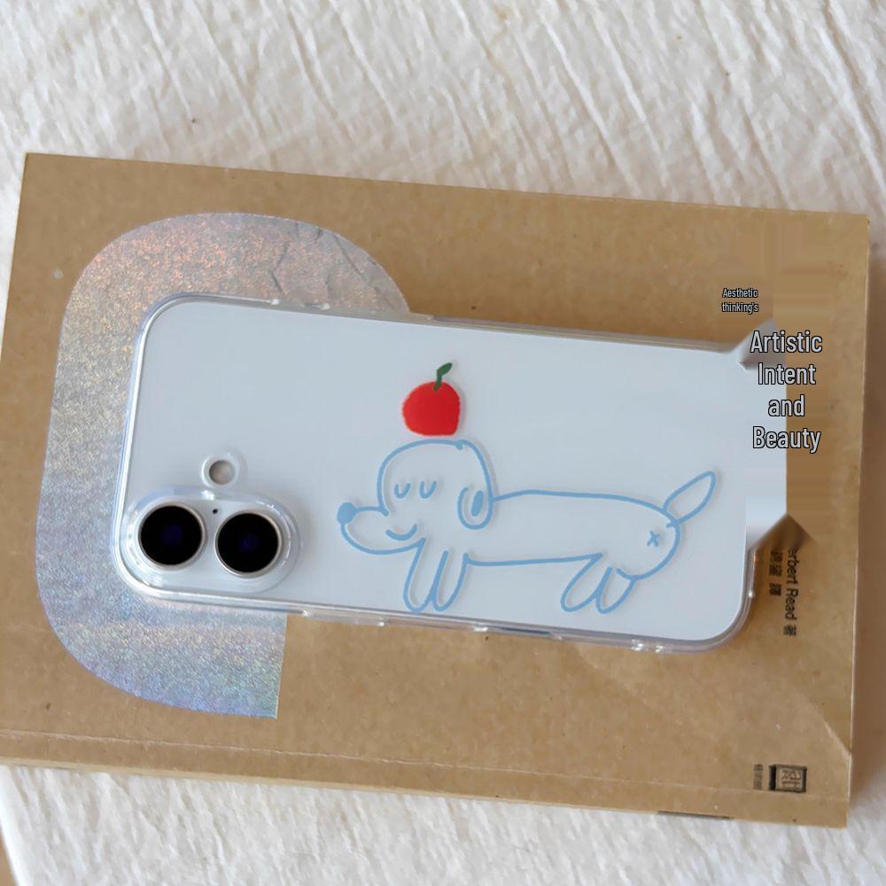 

Apple Line Drawing Puppy Soft Phone Case for 17 Pro Max, 16, 15 Pro, 14, 13, 12, Large Hole 11 Apple 11 Pro
