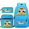Cartoon Teacup Head Cuphead Student School Bag Backpack Three-piece Set Children's Shoulder Bag Pencil Bag