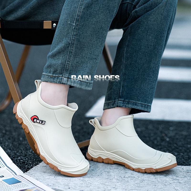 Water shoes men's short rain shoes urban rain boots low-top waterproof boots non-slip rubber shoes water boots tide