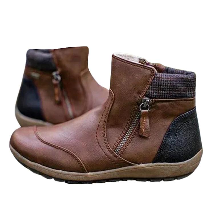 Botines de doble cremallera para mujer Otoño Invierno Patchwork Zapatos  planos de cuero comprar a buen precio — entrega gratuita, reseñas reales  con fotos — Joom