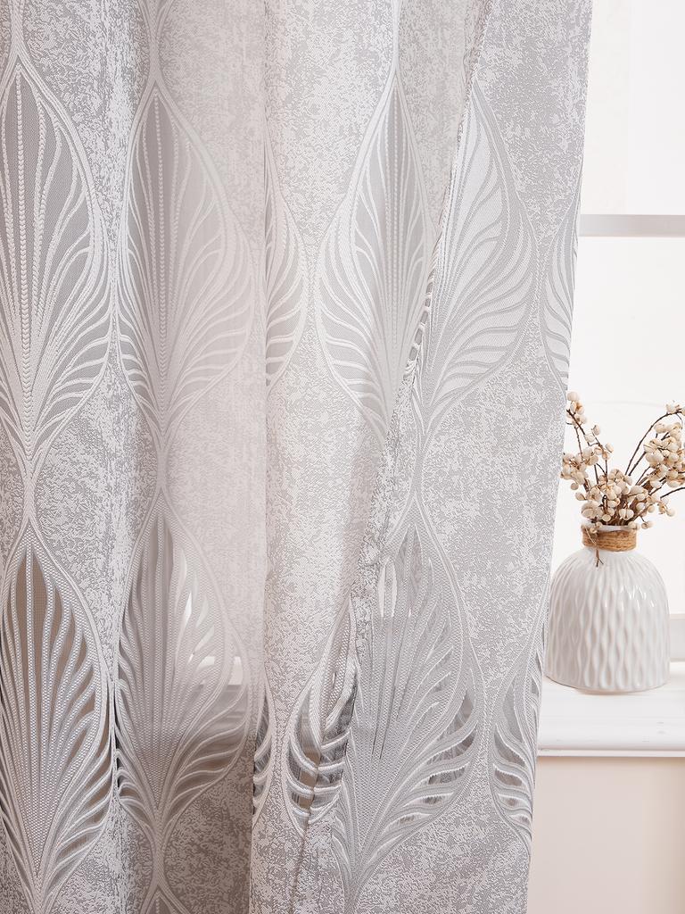 White GREY Embroidered European Style Thickened High-end Curtains for Bedroom Transparent Tulle for Living Room,Grommet Top,