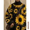 Men's Retro Japanese Chrysanthemum Jacquard Sweater - Cozy Autumn Round Neck Pullover