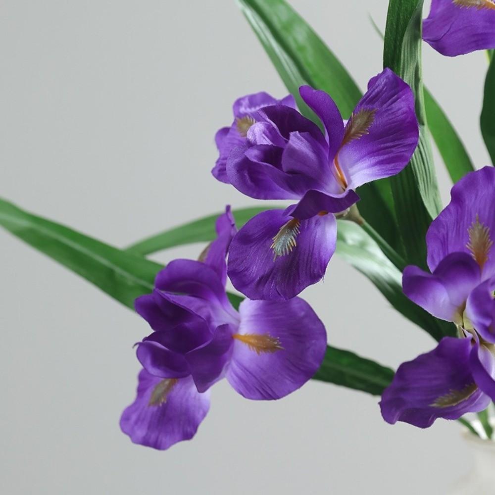 Real Touch Artificial Iris Flower Branch Realistic Cymbidium Branch Faux Flower  Living Room