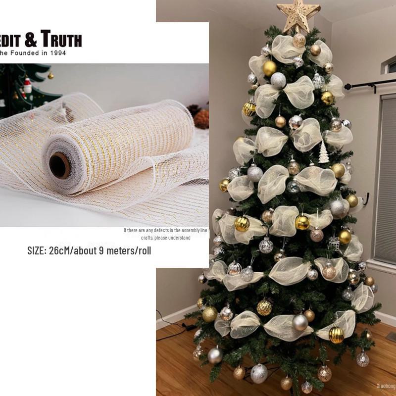 Christmas Tree Creative DIY Decoration Ribbon Bow Mesh Belt