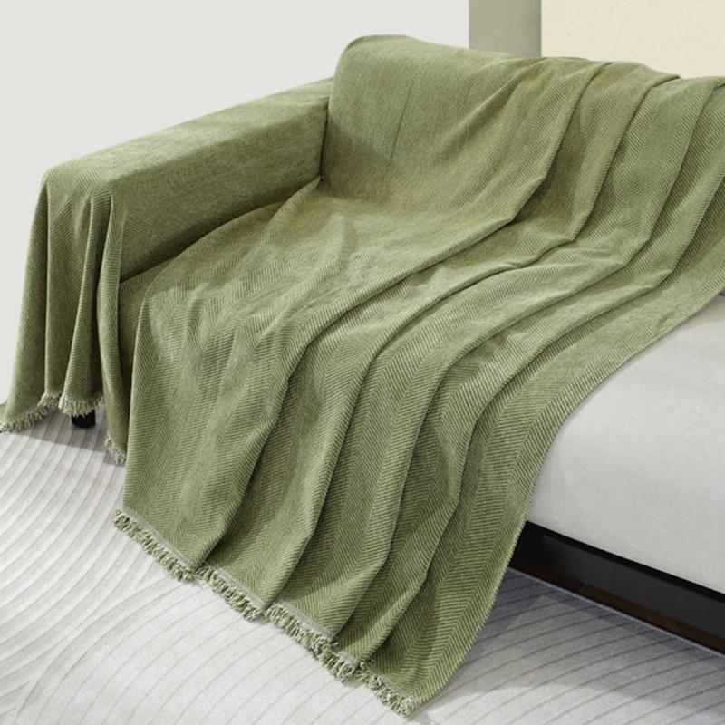 Solid Thick Herringbone Patterned Sofa Towel Chenier Anti Scratch Full Cover Couch Cushion Simple Dust Cover For All Seasons