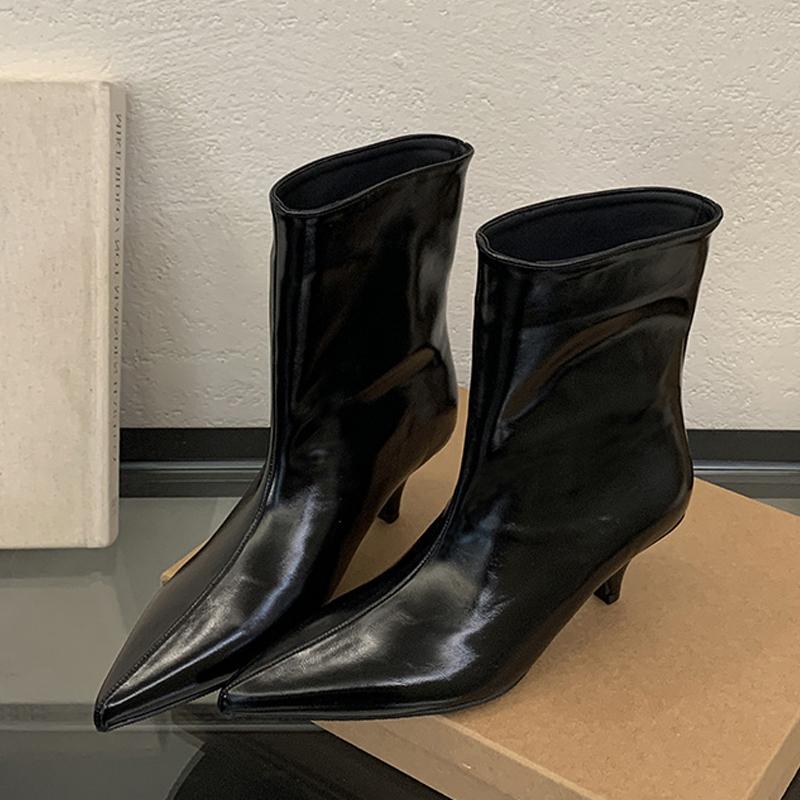 

Мода Liyke Уличный Стиль Сексуальные Ботильоны с Острым Носком Женские Туфли-Лодочки для Вечеринки Тонкий Низкий Каблук Современные Короткие Ботильоны Женская Обувь 35 чёрный