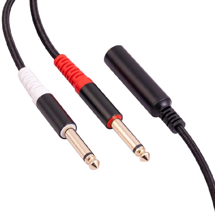 6.35mm To Dual 6.35mm Adapter Audio Cable Double 6.35mm 1/4" Stereo Adapter