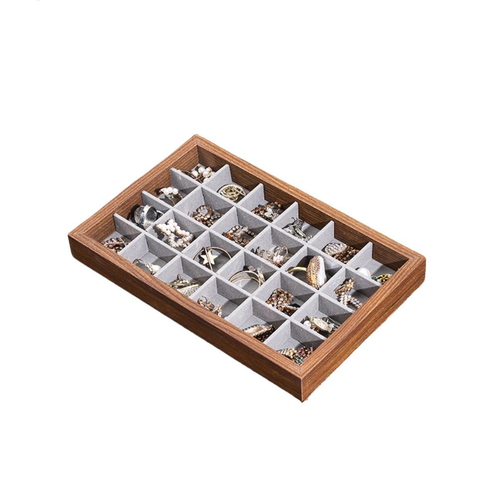Simple Jewelry Organizer 12/24 Grids Jewelry Display Holder Wooden Jewelry Tray  Jewelry Seller